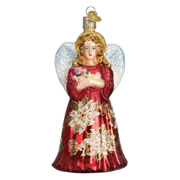 Poinsettia Angel Ornament